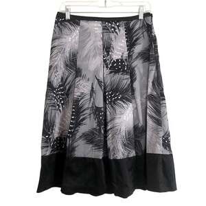 East 5th Black and Gray Feather Pleated Full Midi Skirt 6